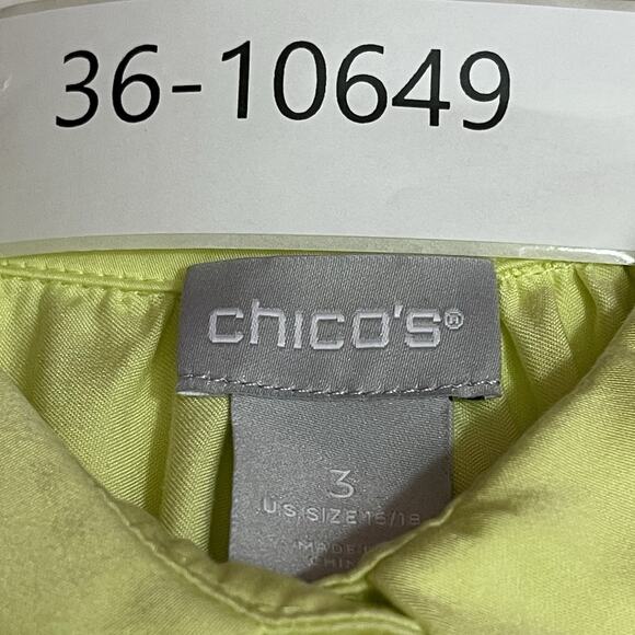 Chicos Top Womens 3 US 16/18 Butter Yellow Button Up Collared Slit Short Sleeve - Picture 12 of 12